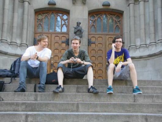 On the stairs of a church